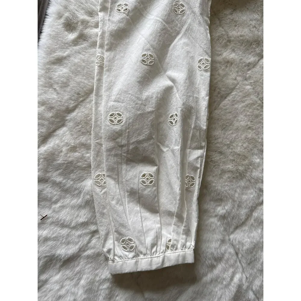 Madewell White Eyelette Scallop Top Womens Size XXS